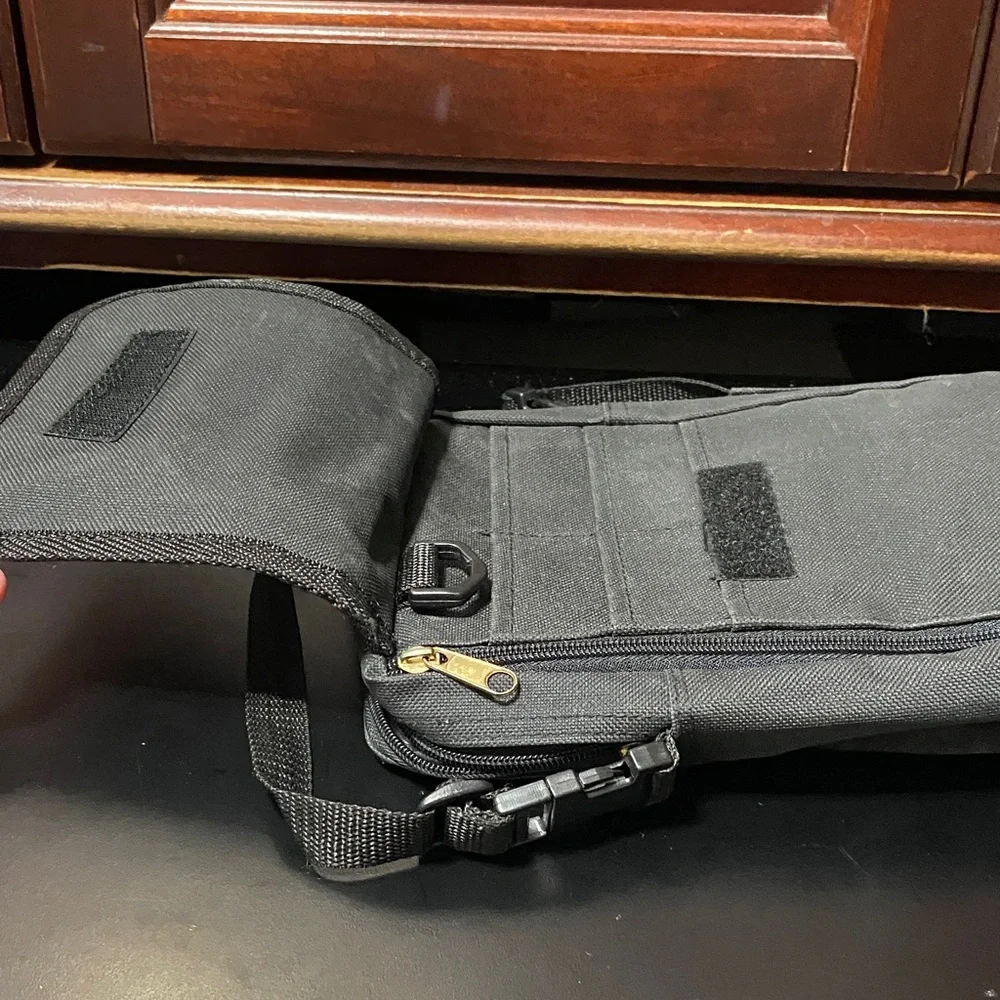 Vintage Black canvas messenger Crossbody or belt Bag